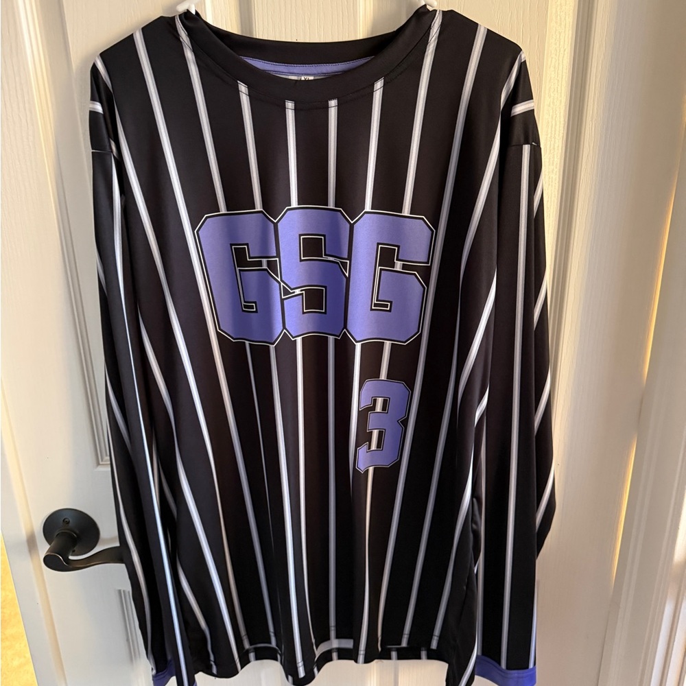Black and Purple Striped Long Sleeve Tee
